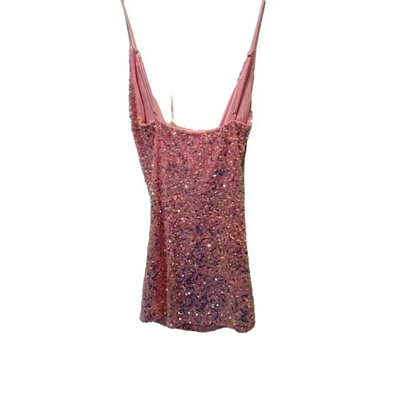 Lucy In The Sky Los Angeles Women Pink Sparkle Sequin Bodycon Mini Dress Size S - Picture 4 of 5